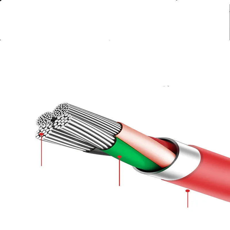 3 in 1 telescopic data cable 120cm with Apple Android Type-C connectors in Piano Black