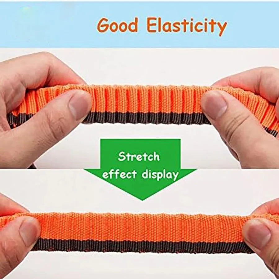 Green tactical dog leash with elastic section and metal clip for medium large breed training