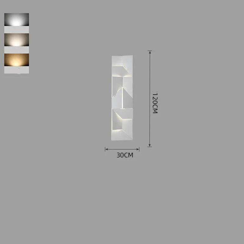 Modern Nordic style wall lamp with rectangular iron shade and dimmable lighting on a living room wall