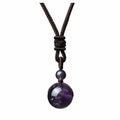Natural obsidian and amethyst 16mm geometric pendant necklace on adjustable chain, multi colour option