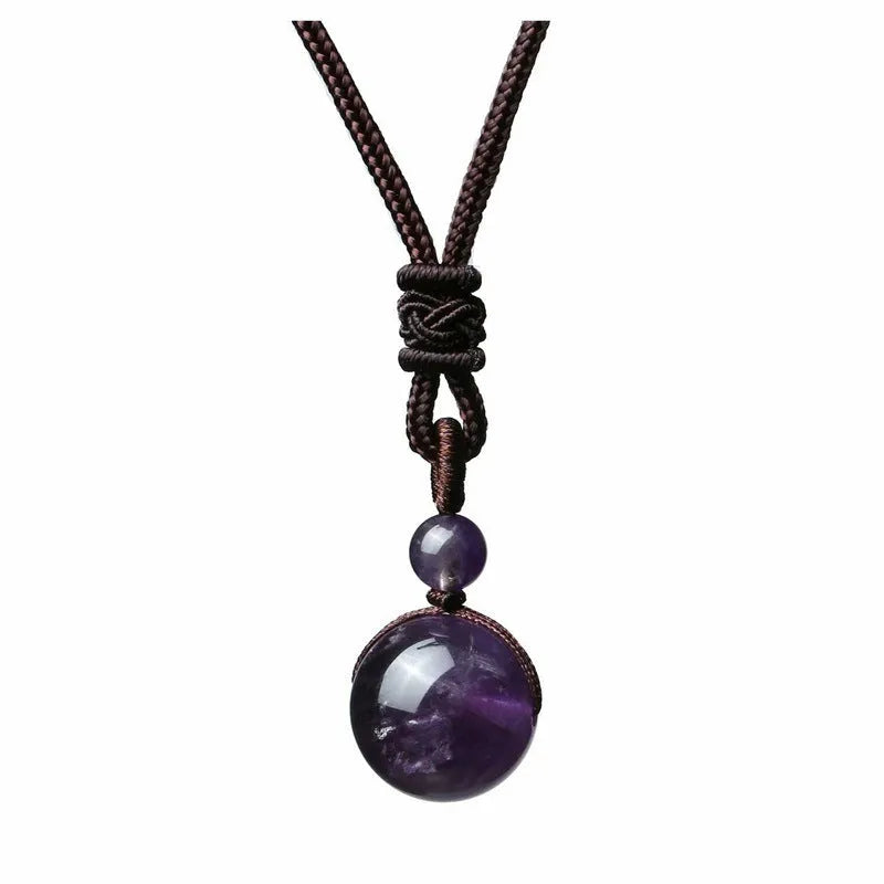 Natural obsidian and amethyst 16mm geometric pendant necklace on adjustable chain, multi colour option