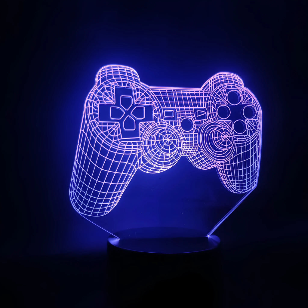 Creative 3D gamepad night light in black with remote control, seven colour options, USB powered, 200 x 150 x 87 mm