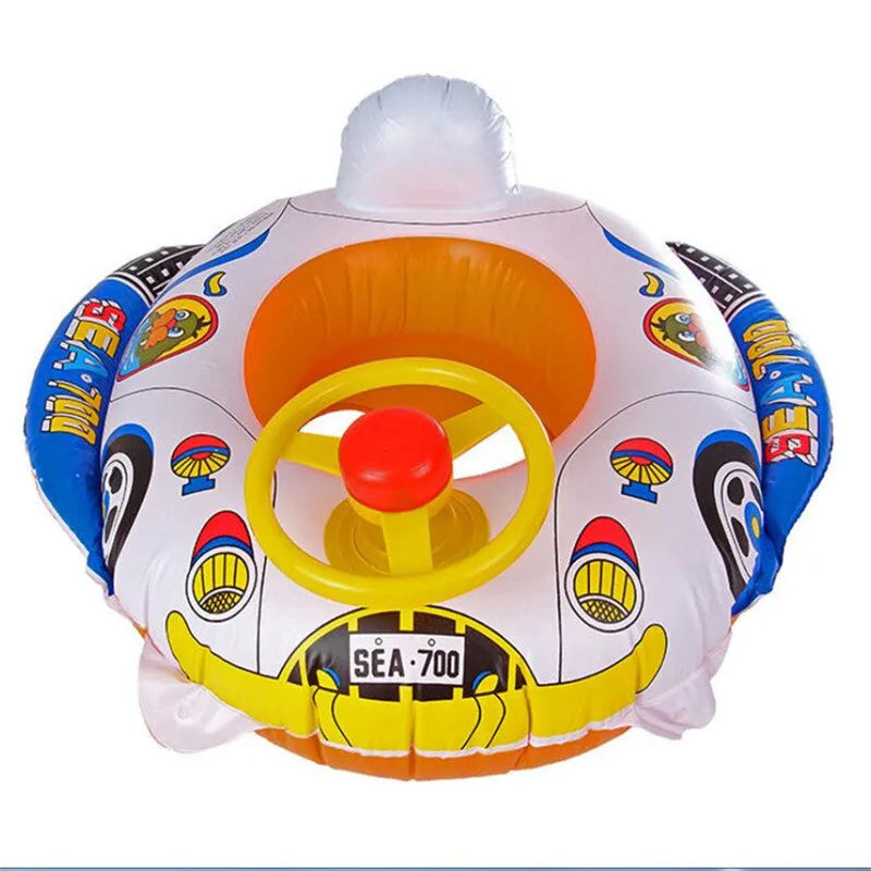 Baby toddler swim seat float ring with cartoon design made from 25mm PVC in pool water