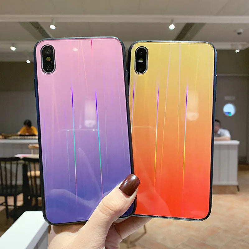 Gradient glass phone case with starry sky design for Huawei P20 in slim TPU PC back cover