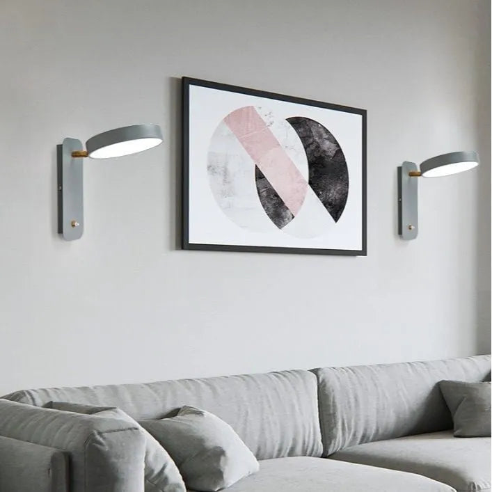 Nordic iron wall lamp in gray 26x25cm with rotatable shade three colour light source