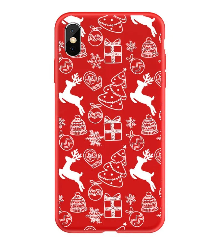 Painted Christmas design on a back cover phone case for iPhone.