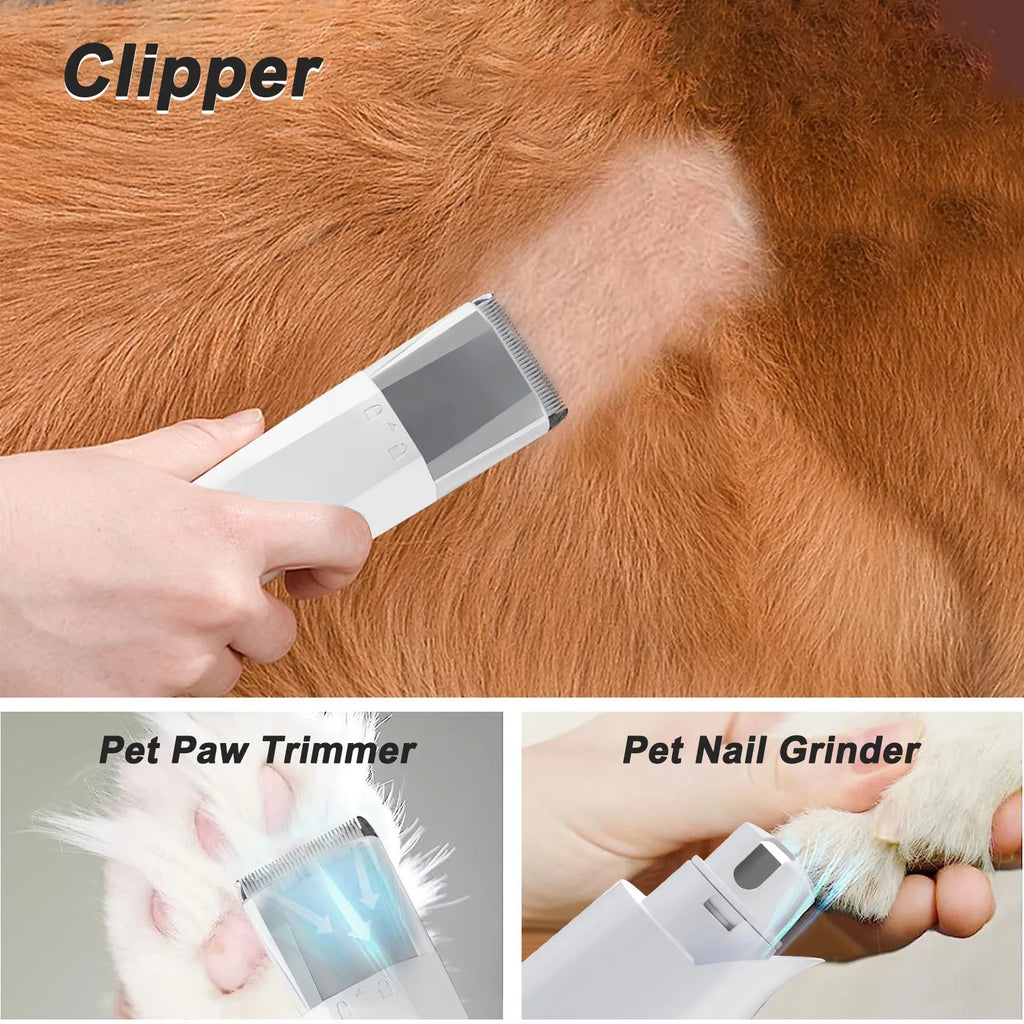 White ABS plastic 7-in-1 multifunctional dog grooming vacuum trimmer device