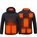 USB heated jacket in Black Zone 8 with hood and zipper, sizes S to 6XL