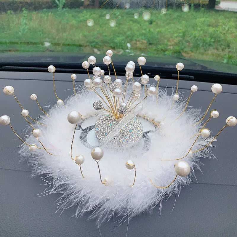 Clay star car decoration ornament for centre console in various red, pink, and pearl white colour designs.