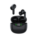 Black wireless Bluetooth headset earplug style with PC+ABS build