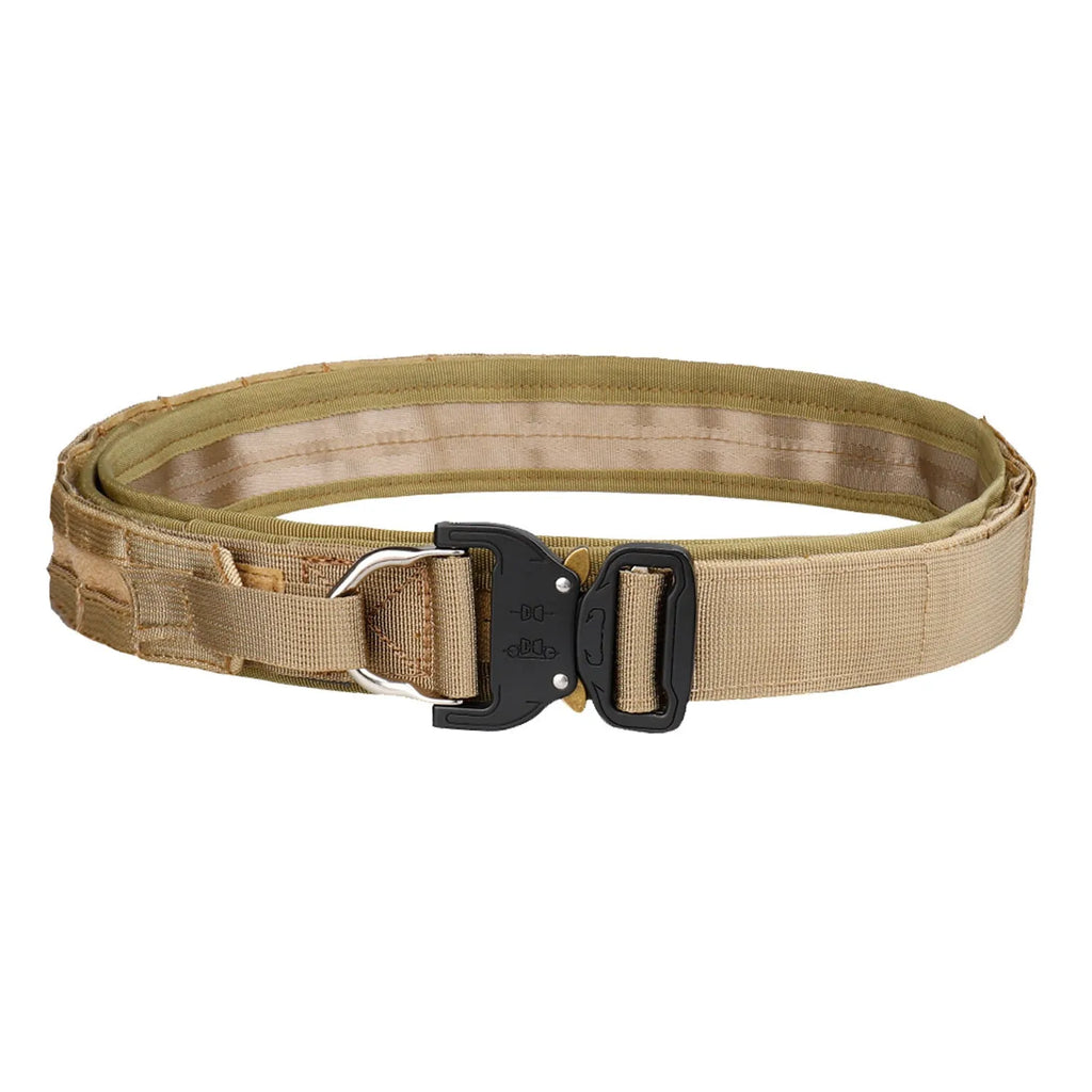 Double-layer thickened nylon tactical waistband, 127cm, with alloy release buckle in black, army green or khaki