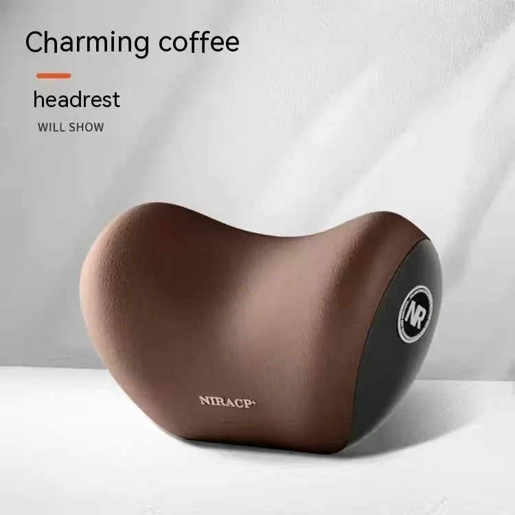 Black memory foam car headrest and lumbar support pillow set with milk silk cover.