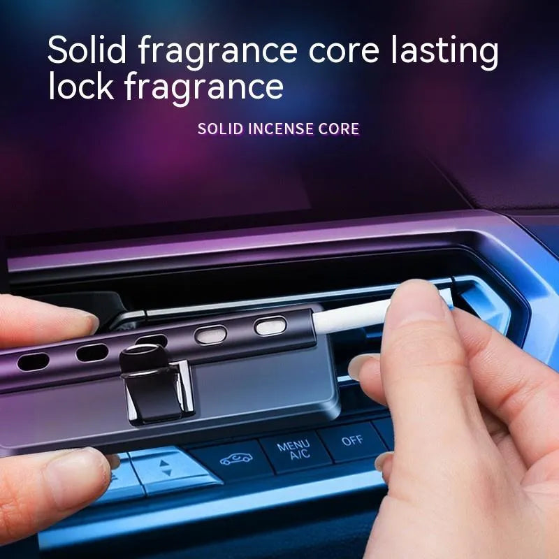 Black car vent aromatherapy diffuser with LED light and fragrance sticks