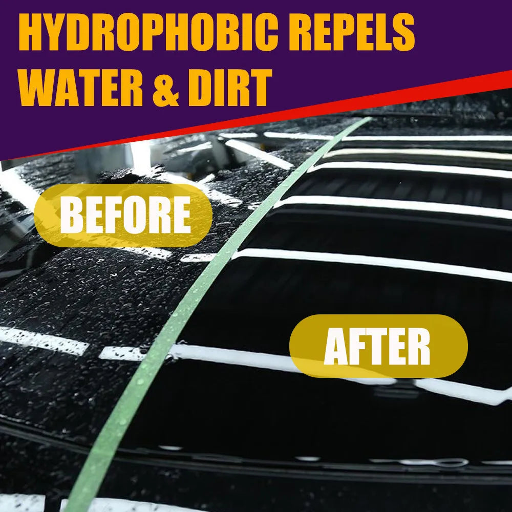 Purple liquid nano coating spray bottle for car paint protection.