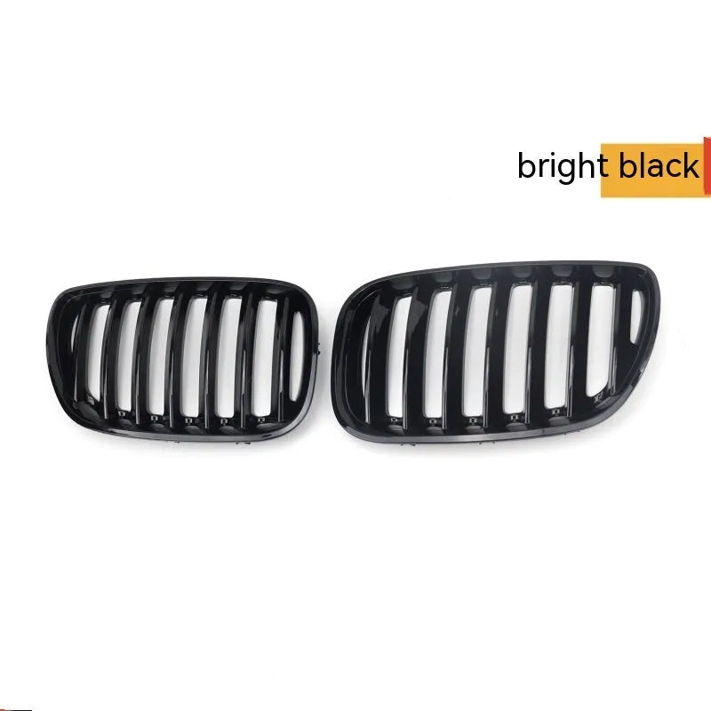 Bright black ABS plastic BMW X5E middle mesh grille pair for G05 53 model.