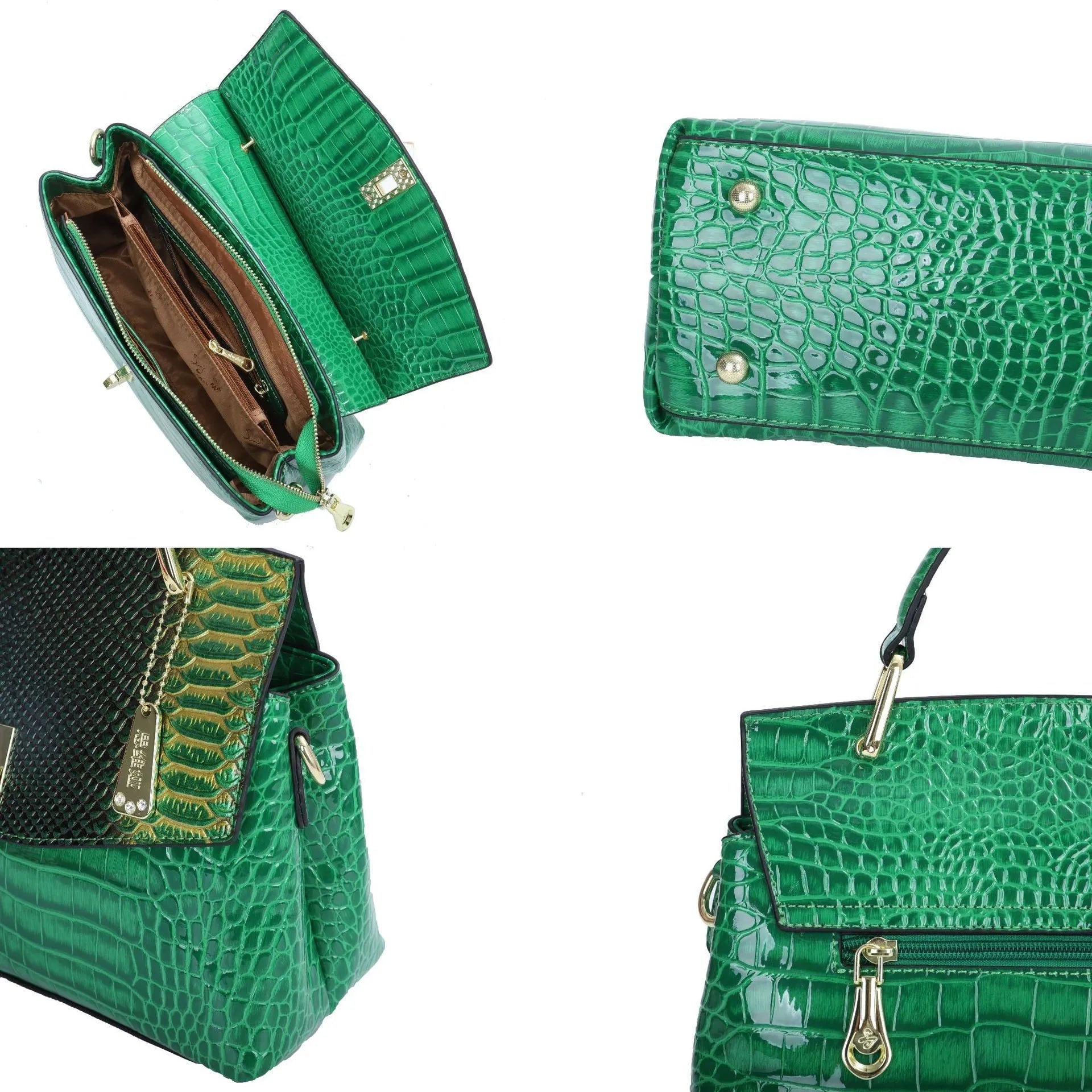 Women's snake pattern crossbody bag in colourful PU leather with retro styling and interior compartments
