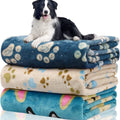 Double-sided dog blanket with cartoon pattern in blue dog design on polyester flannel material