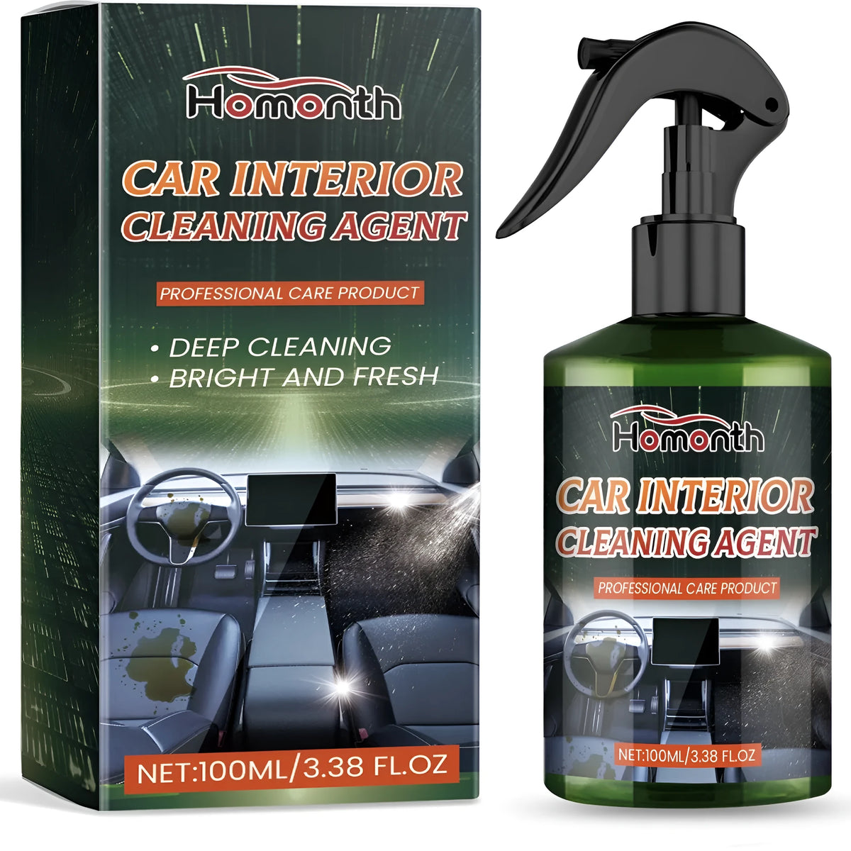 Car interior cleaning agent 100ml bottle with isopropanol formula for dashboard and upholstery cleaning