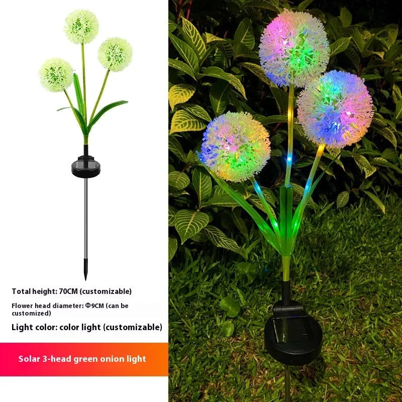 Solar-powered LED ground lamp with flower shape design for garden pathway illumination