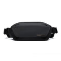 Black men's Oxford cloth crossbody messenger bag with a one-shoulder strap.