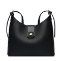 PU bucket bag in beige with contrast stitching, single shoulder strap, and open top showing internal organiser pockets.