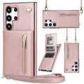 Samsung phone case with card slots and crossbody zipper bracket in Japanese Korean style