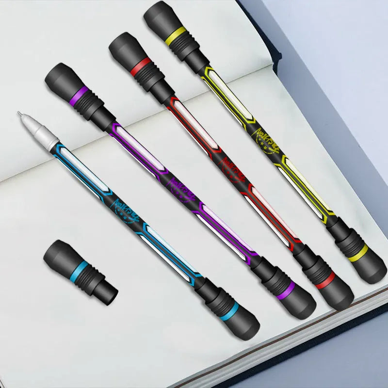 White rotating gel pen with frost silica grip and 0.35mm tip