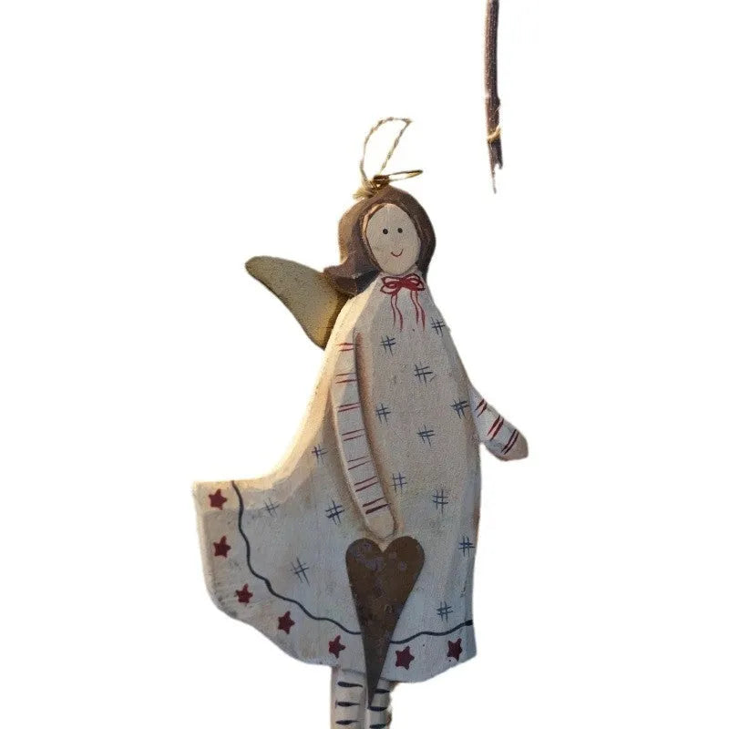 Hand-painted wooden heart-shaped door plate pendant with American country style decoration