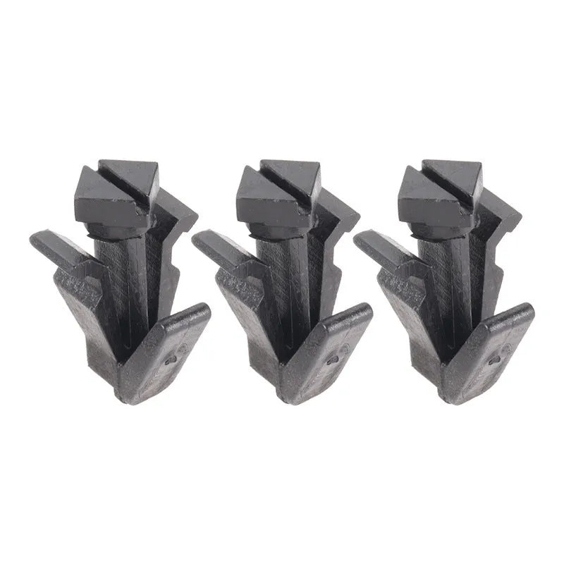 Black plastic fastening clip for Nissan bumper cover to radiator grille mounting
