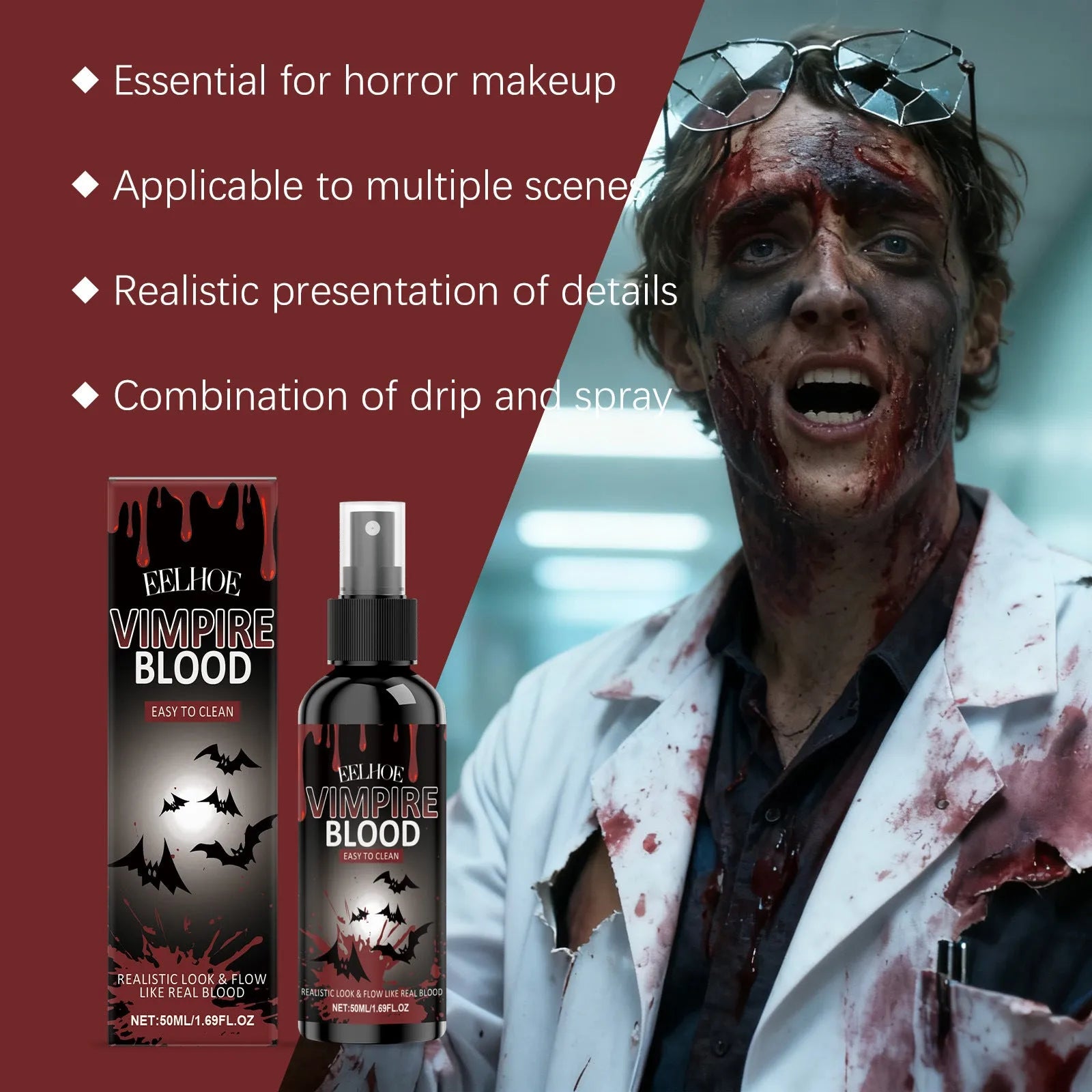 Halloween plasma spray 50ml red liquid decorative spray bottle