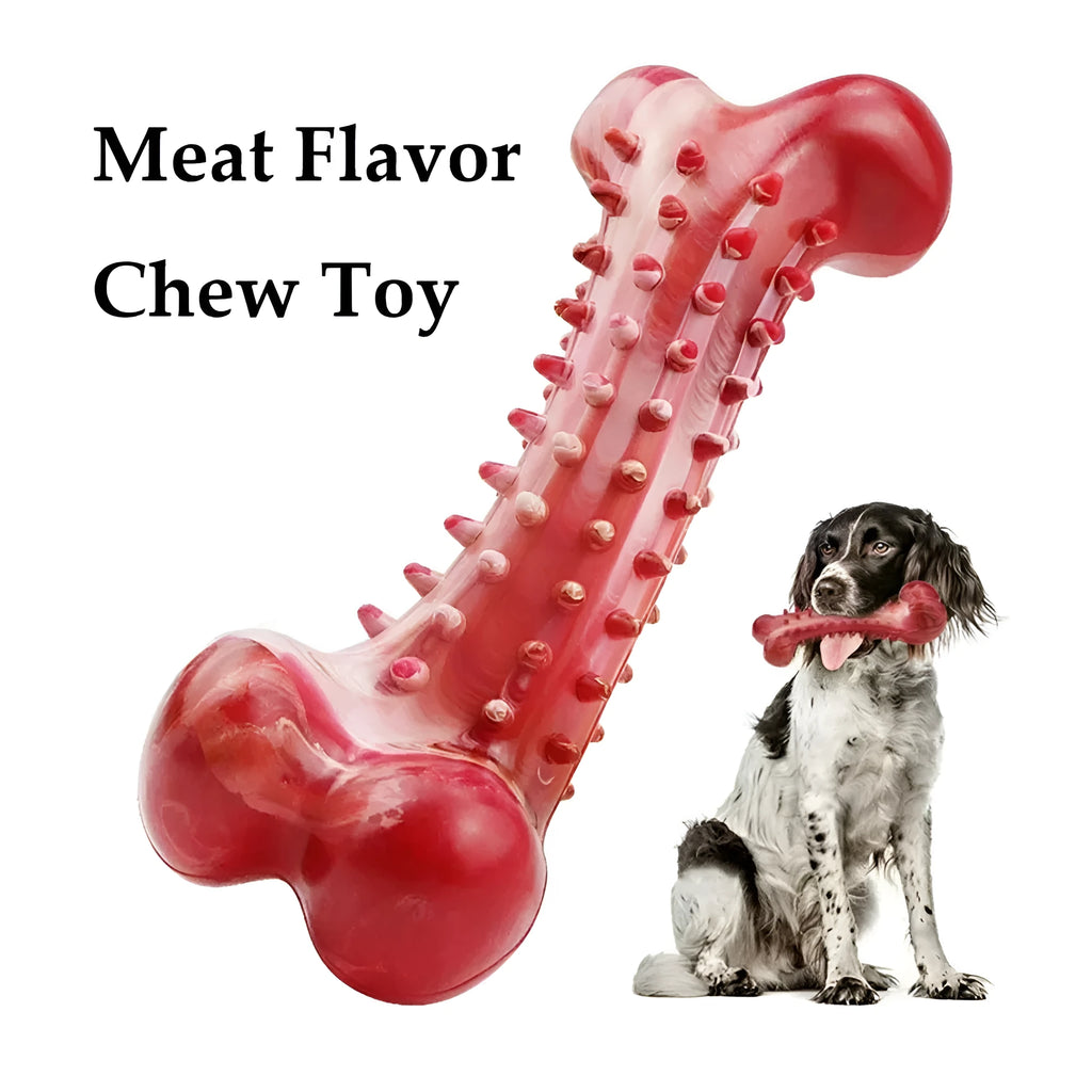 Red natural rubber chew toy for aggressive dogs measuring 12cm long