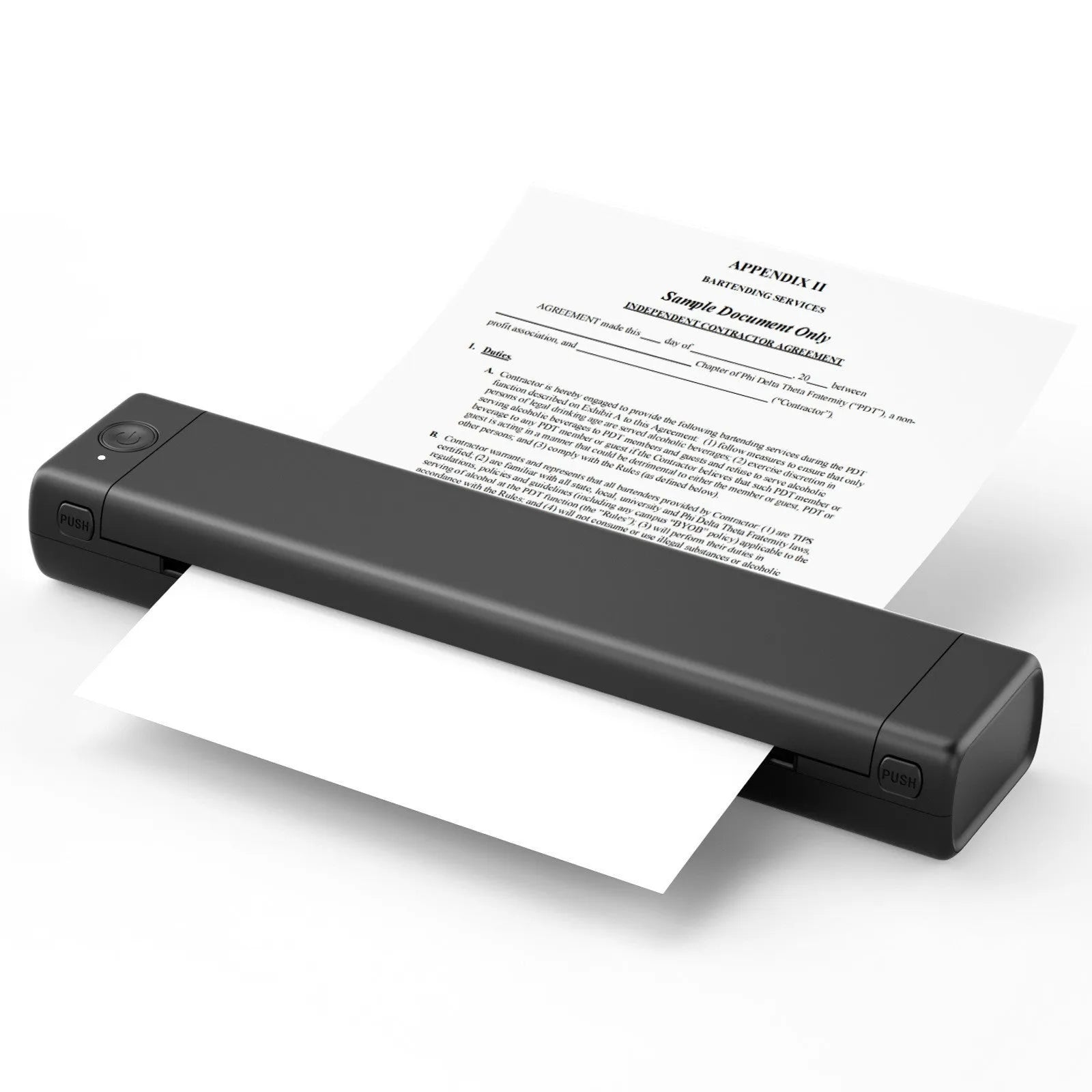 Phomemo M08F A4 portable thermal printer in silver black colour with charging cable