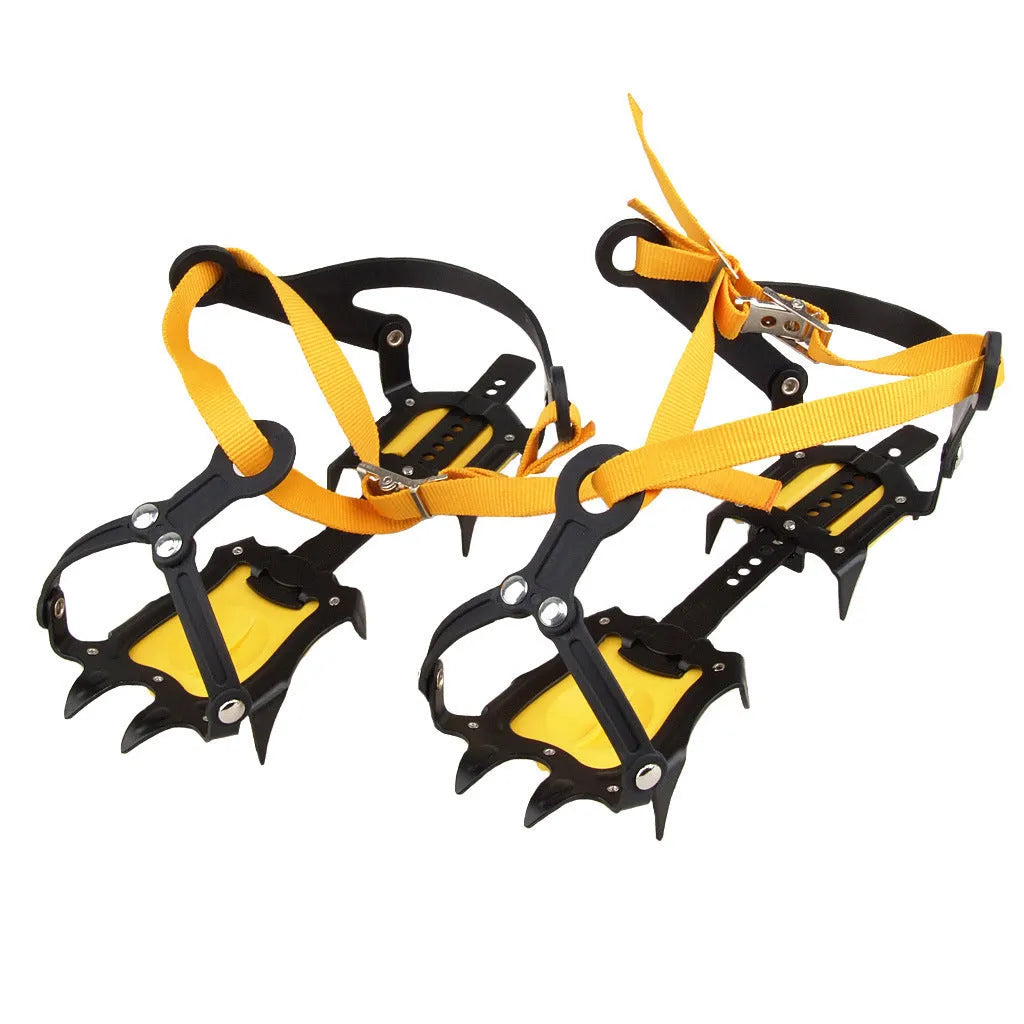 Professional non-slip shoe cover with ten steel teeth for snow and ice in yellow and orange
