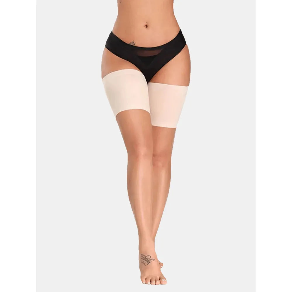 Women's black anti-friction silicone thigh strap with nylon elastic band, free size to 5XL