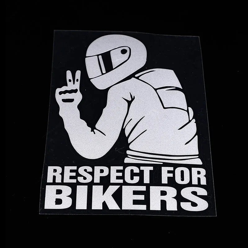 15x11cm biker automobile sticker in reflective silver on motorcycle fairing