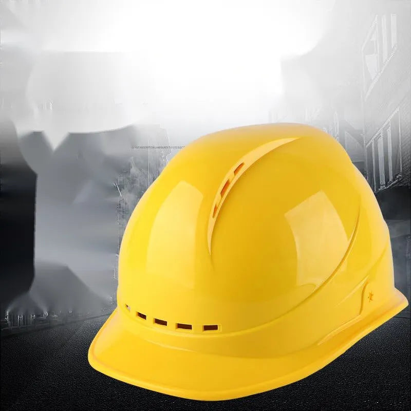 Construction safety helmet in red with adjustable rear hoop and vent holes