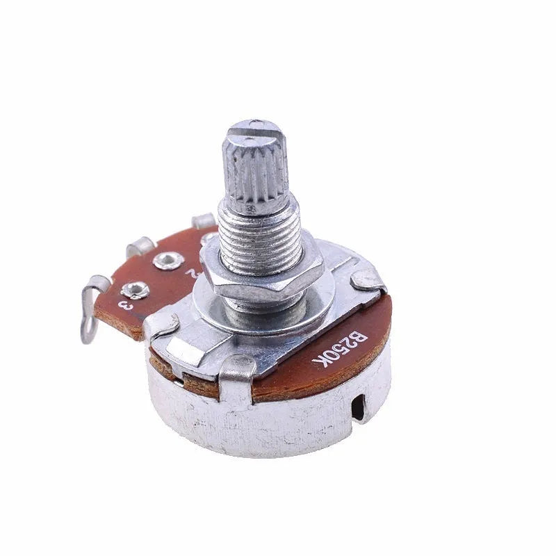 Single brushed aluminium electric guitar knob for 250K or 500K potentiometers on a 6mm shaft