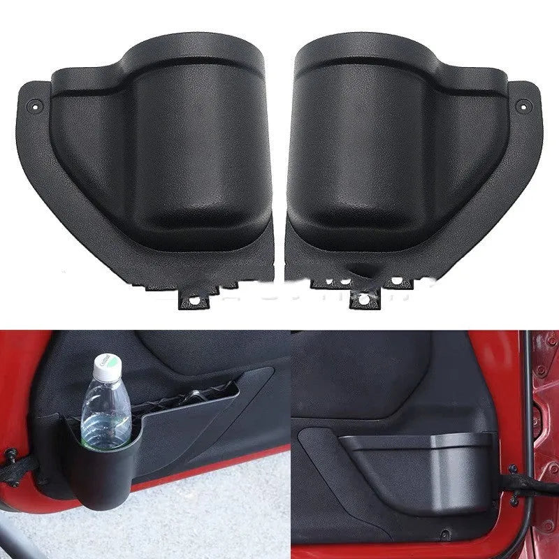 Black ABS storage box for Jeep Wrangler JK and JL interior door panel
