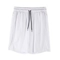 Man wearing black quick-drying mesh fitness shorts with elastic waistband