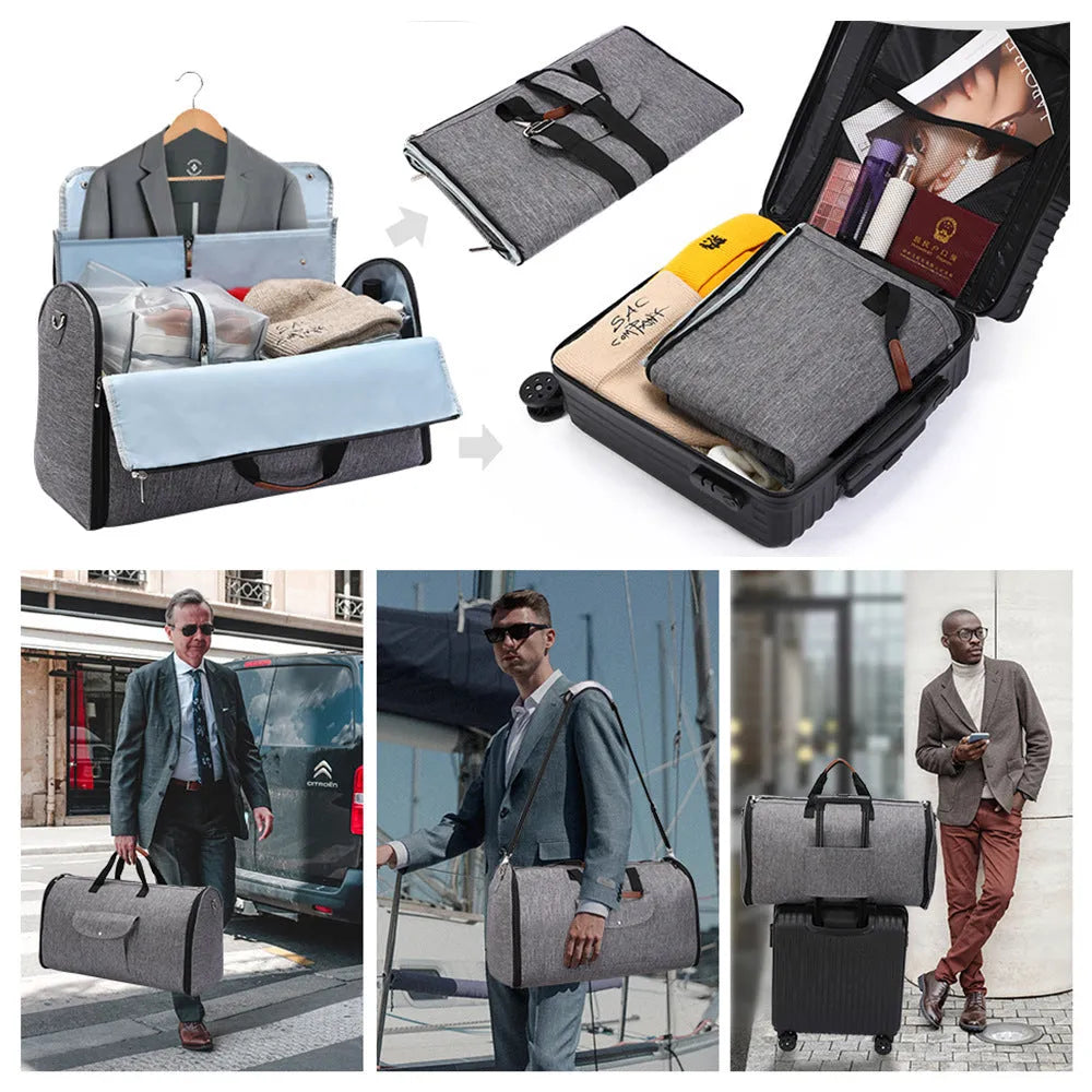 Dark blue Oxford cloth duffel bag with 36-55 litre capacity for travel and gym