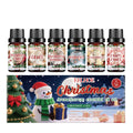 Six-bottle Christmas aromatherapy oil set with warm scent for home diffusers.