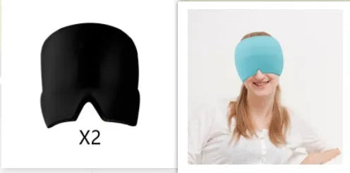 Black ice gel headache relief eye mask shown on a white background.