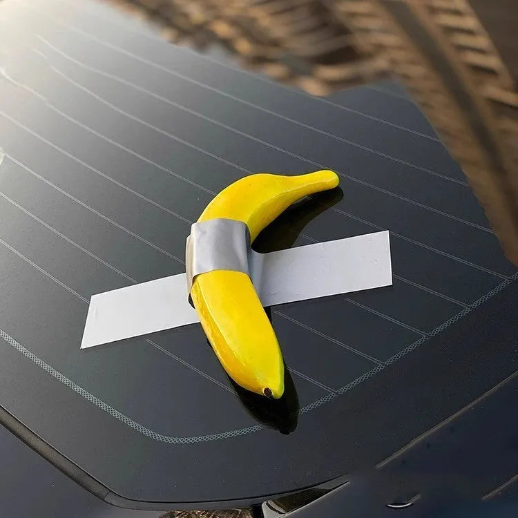 Foam banana car creative spoof art sticker in cartoon style with silver tape colour option