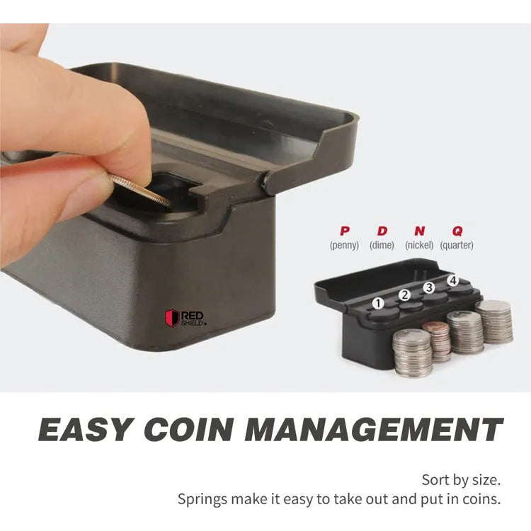 Black plastic car coin box 4.2x3.6x11.5cm with solid colour finish