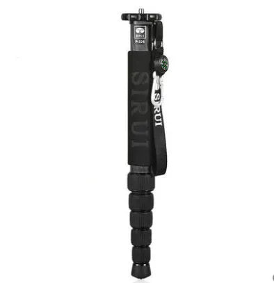 Black carbon fibre six-section DSLR camera monopod extended to maximum 1540mm height