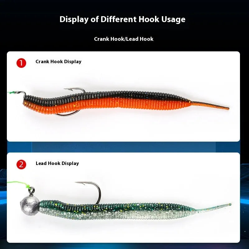 Lure noodle worm soft bait lead-free – 7cm and 10cm artificial mealworm fishing bait in multiple colours