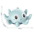 Blue octopus-shaped children's bath toy that automatically sprays water and flashes lights.