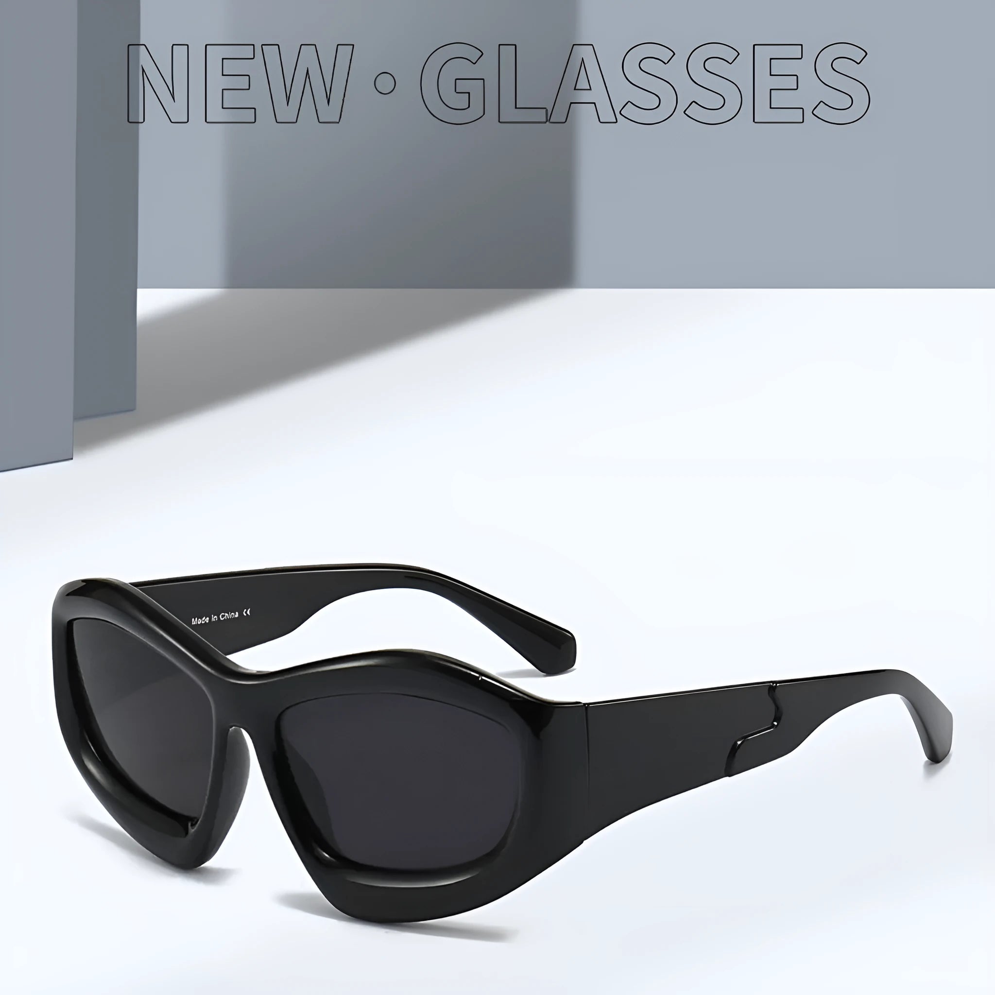 Concave shape sunglasses with bubble lens element in multiple colour options for outdoor sun protection