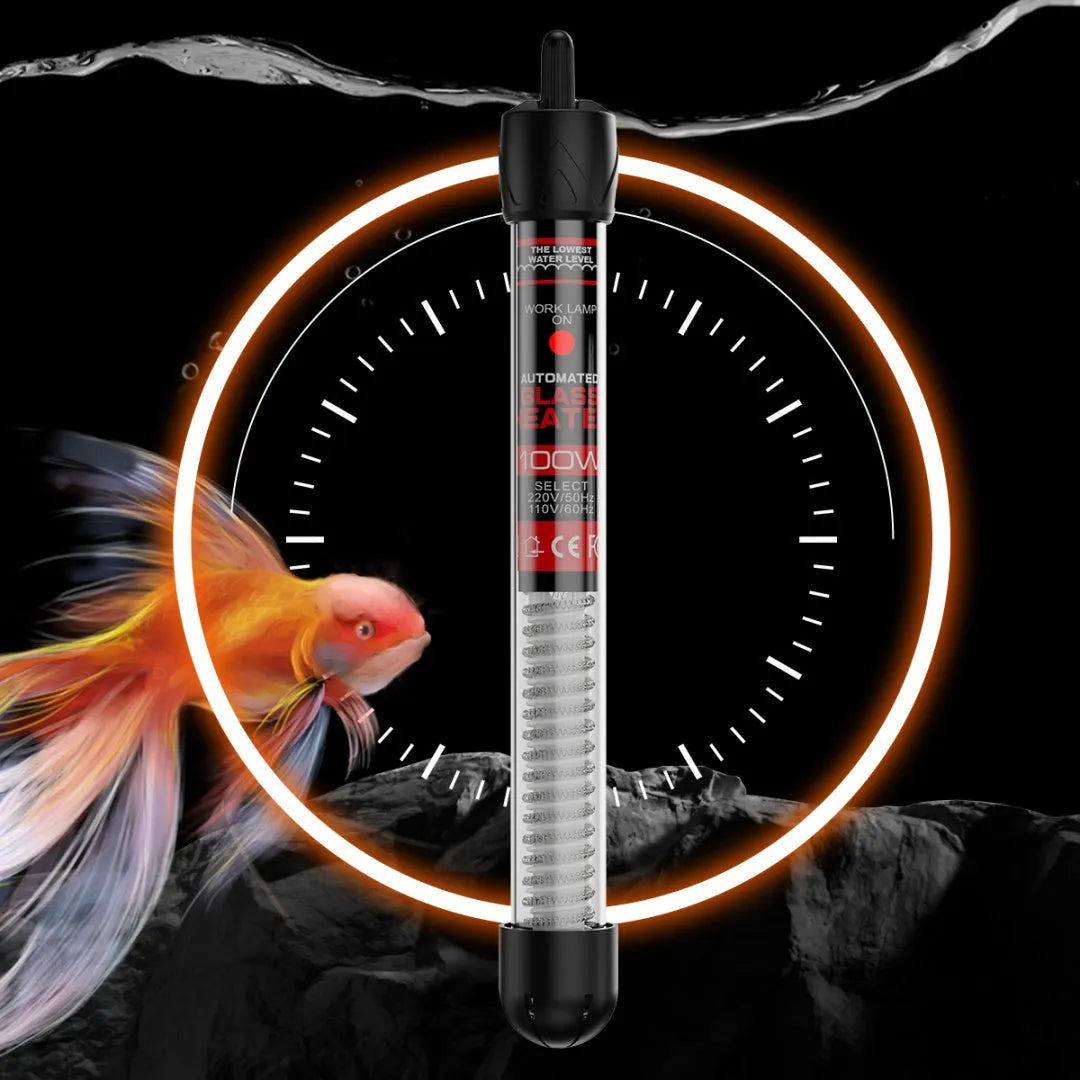 Fish tank glass pipe heater quartz thermostat submersible for aquarium fresh and sea water 100W