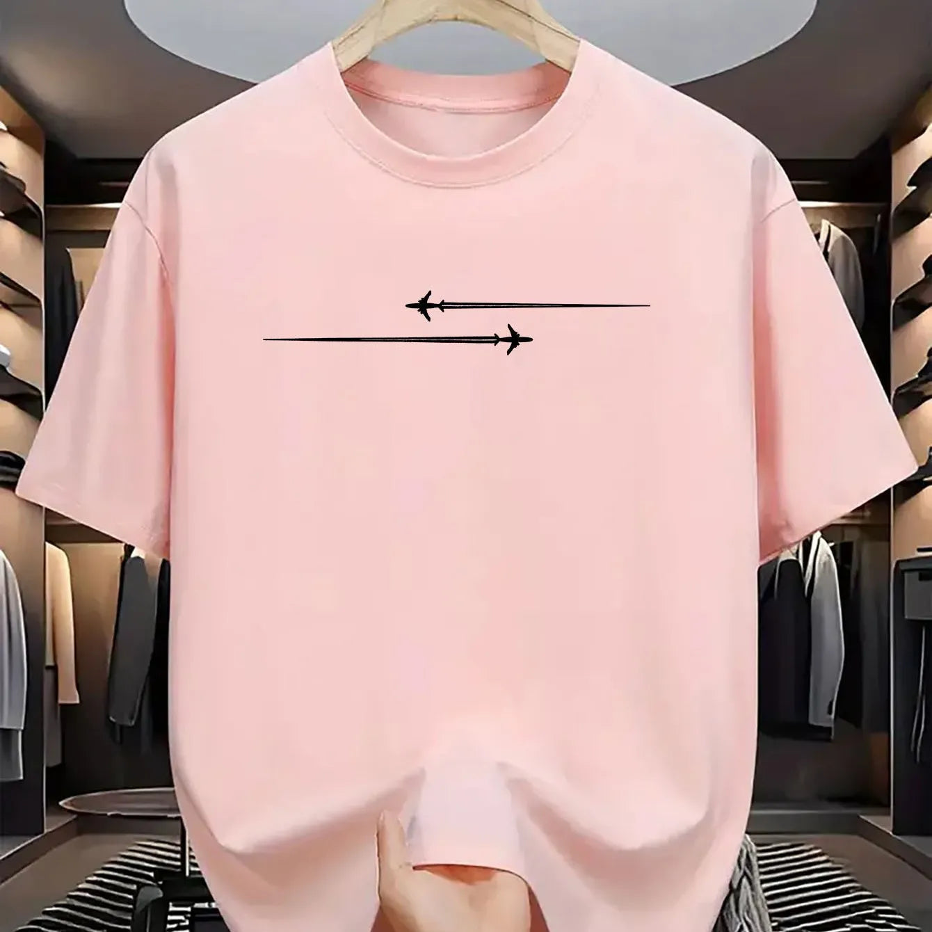 Loose fit cotton blend sports t-shirt in multiple colours on a hanger.